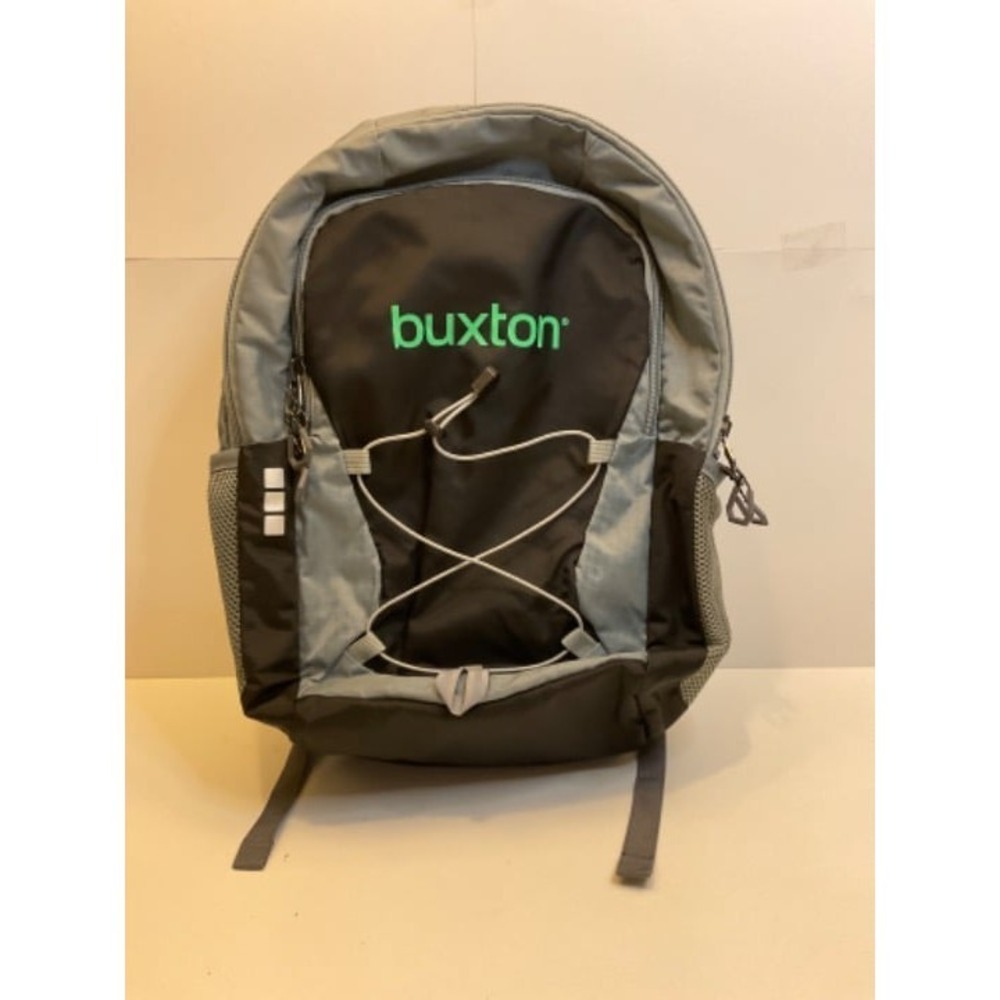 Buxton Backpack Unisex Grey Black Green Excellent Bungee Mesh Pockets Padded